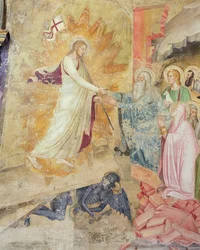 Detail fresky Sestoupení z kříže, Capellone degli Spagnoli, 1365-67